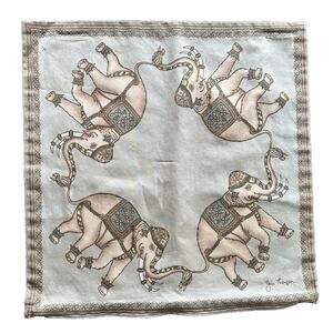 Jim Thompson 4 Elephants Throw Pillow Cover Pillowcase Sage Green Square 15”